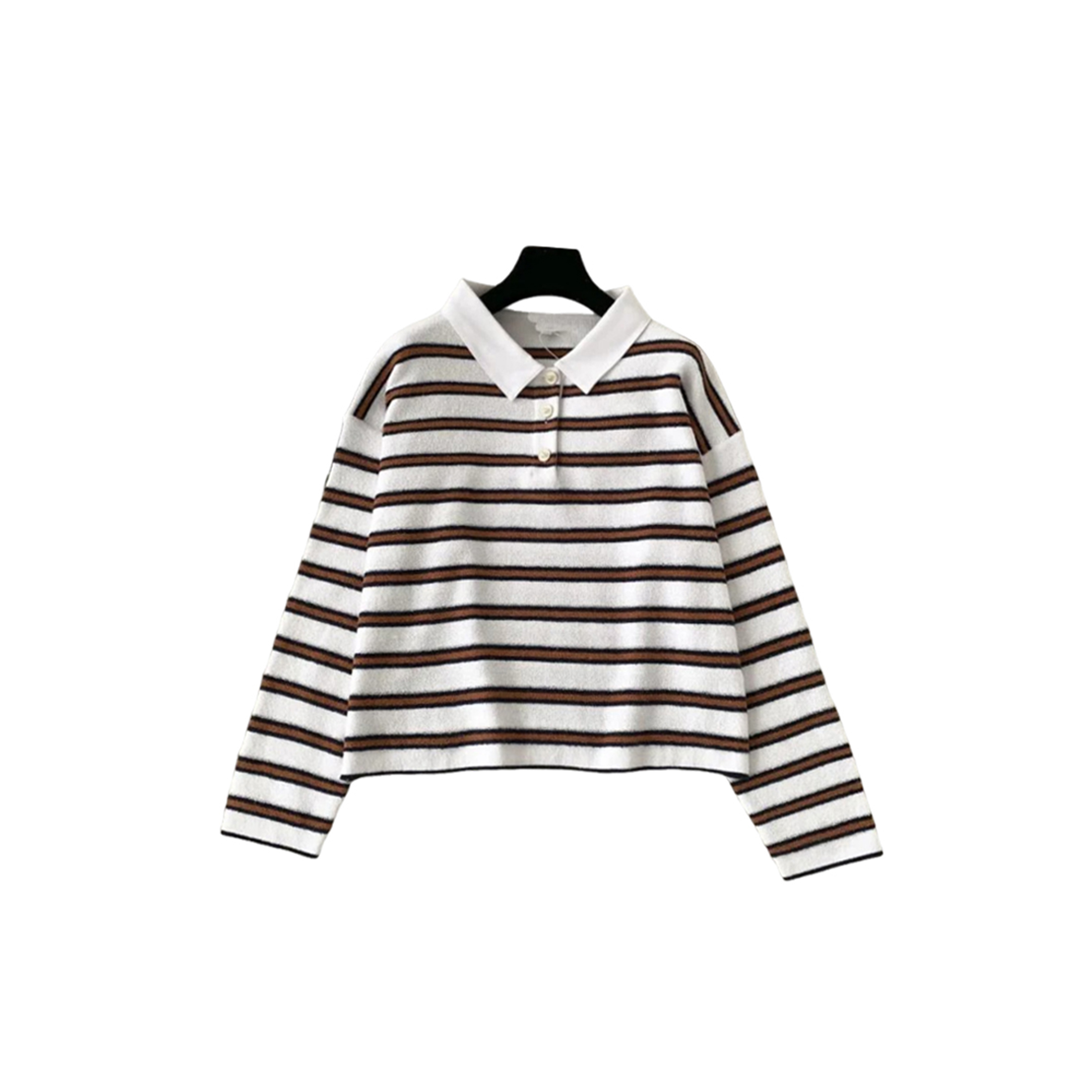 CHANEL COTTON BLEND STRIPED POLO SHIRT 